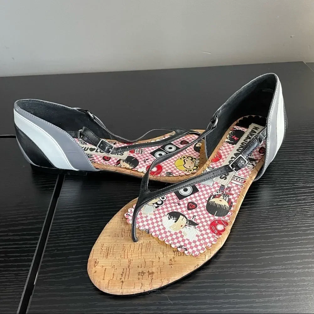 Harajuka Lovers Kroepel Thong Flat Covered Heel Sandals, 10